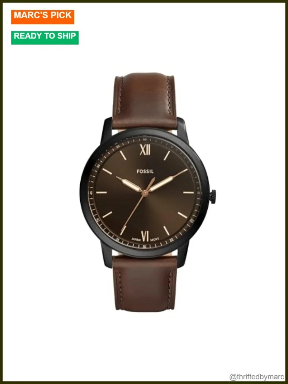 Men's Minimalist Quartz Stainless Steel Three-Hand Leather Strap Watch